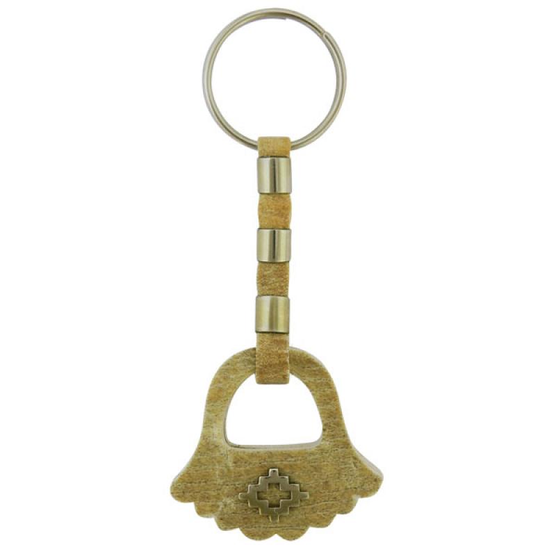 Llavero De Cuero Crudo Estribo Entacado Con Dije