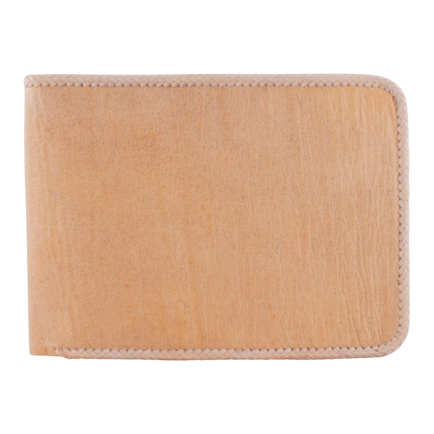 Billetera De Cuero Crudo Fina Con Costura De Borde