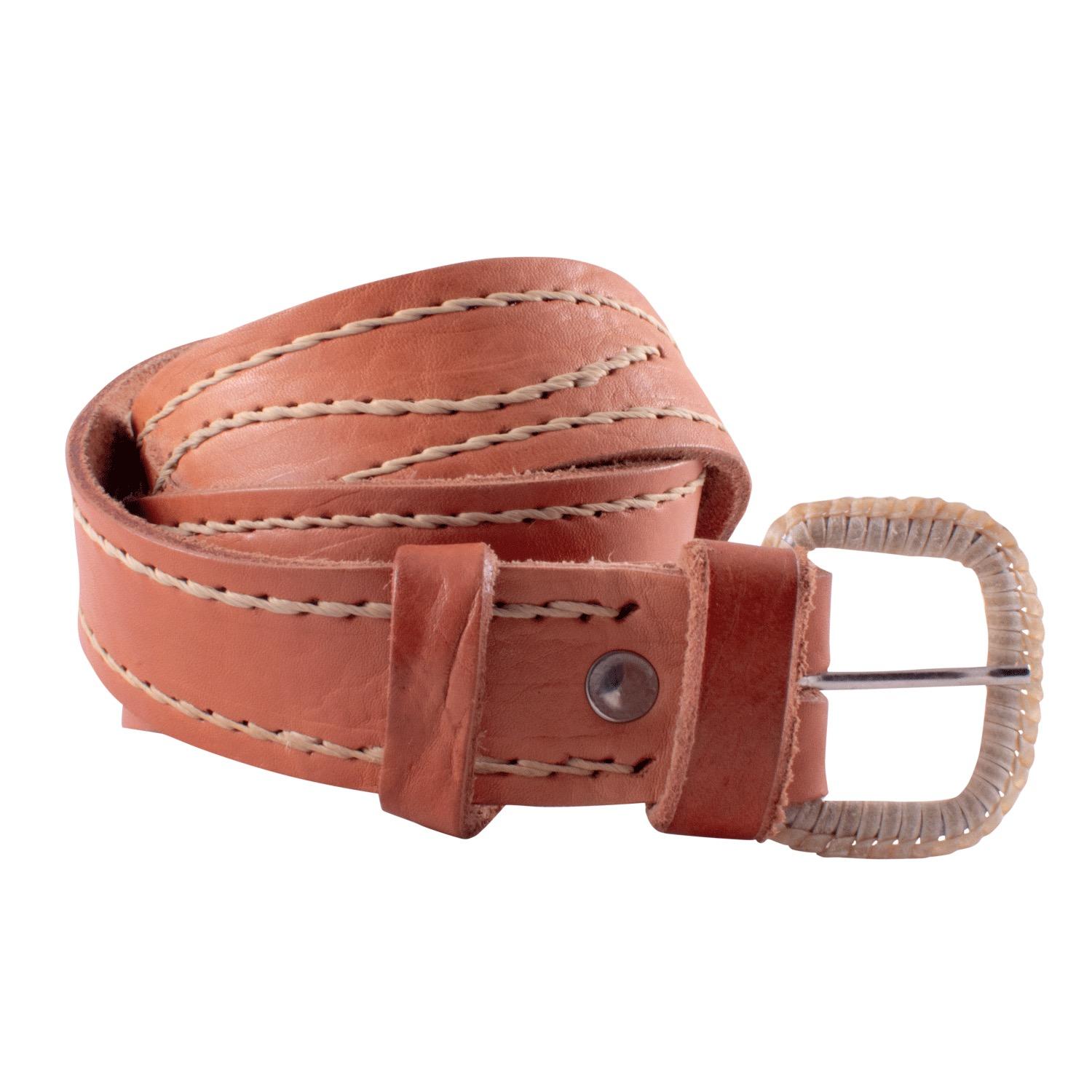 Cinto De Cuero Suela Tejido En Tiento