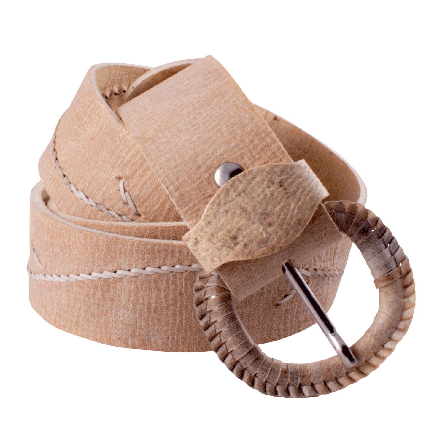 Cinto De Cuero Crudo Tejido Simple