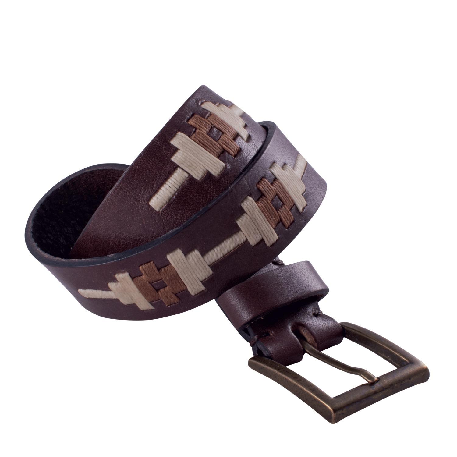 Cinto Cuero Engrasado Bordado En Puntas